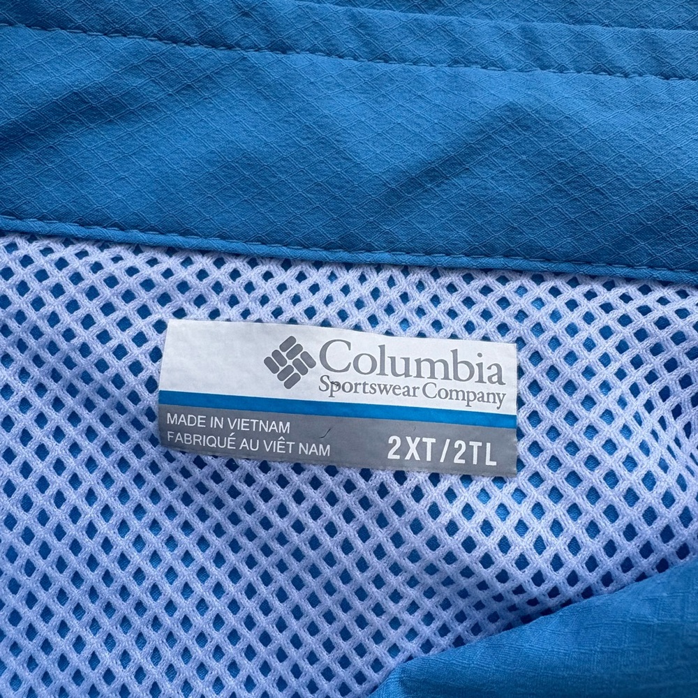 Columbia Men’s Omni-Shade Short Sleeve Button Down Shirt Blue Size XXL Tall - Picture 10 of 10